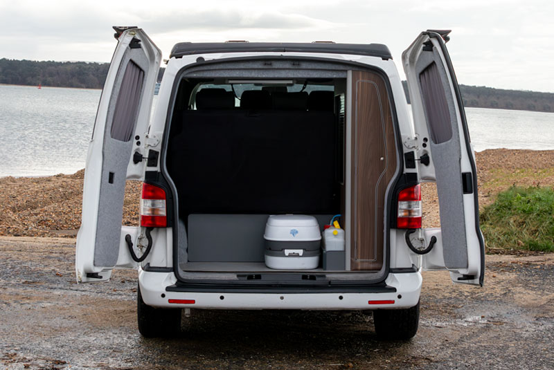 VW Transporter T5.1 Funky Dubz Camper - Rear Doors Open