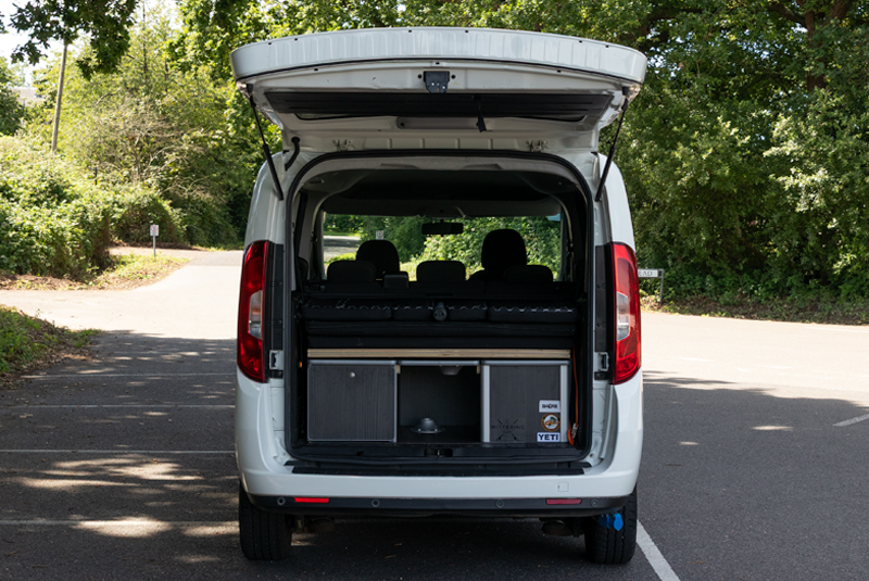 Fiat Doblo 1.6 Multi Jet Redcote camper with Tentbox - Rear Doors Open
