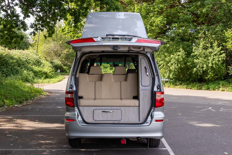 Alphard Camper - Rear Doors Open Roof Up