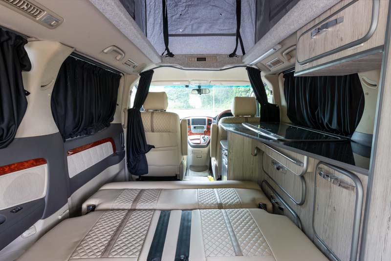 Alphard Camper - Rear Looking Through