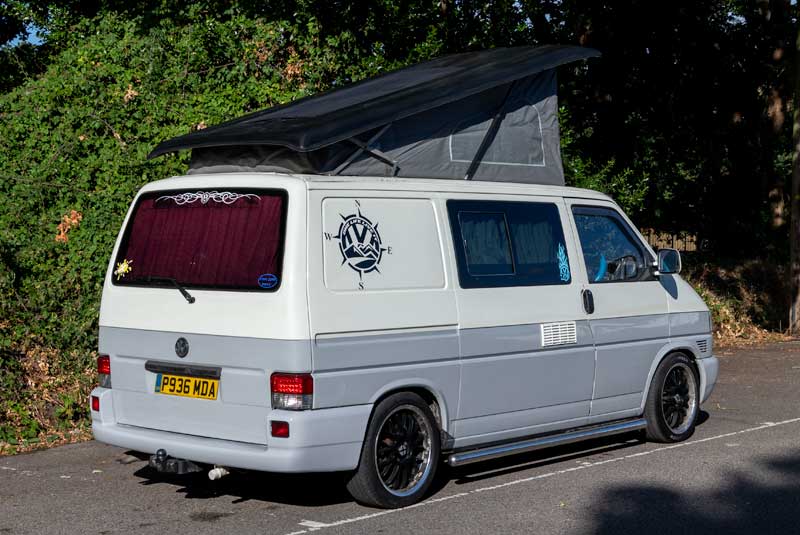 VW Transporter T4 110bhp SWB Camper Van - Rear Right Roof Up