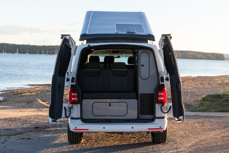 VW Transporter T6 140bhp Camper Sportline - Rear Doors Open Roof Up